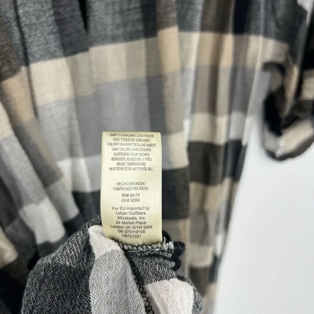 Maeve Anthropologie Dress Size Small Black White Plaid Kimono Tunic Pockets